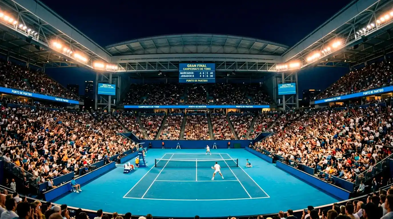 Melbourne Park durante el Open de Australia con las pistas iluminadas de noche